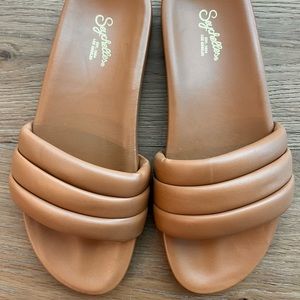 Seychelles Low Key Slide Sandal Women's Size 10 Tan Leather Puffy Slip On